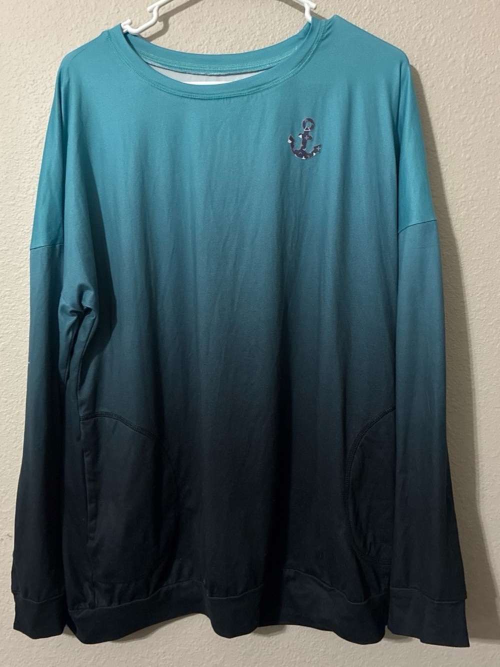Women’s Ombre Long-Sleeve Pullover Hoodie - Teal to Deep Blue